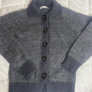 Wool/mohair/cashmere blend Italian knit cardigan